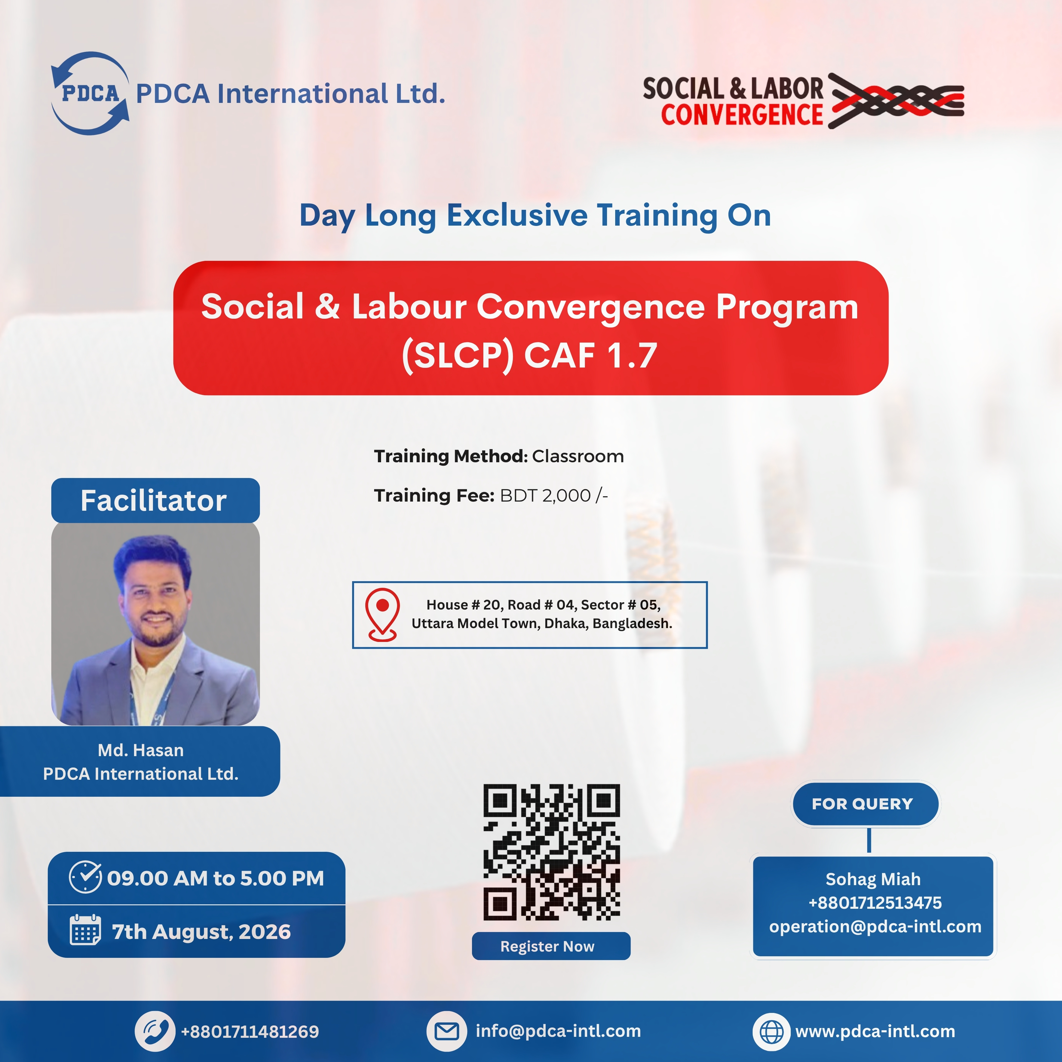 Day-long Training on the Social and Labor Convergence Program (SLCP) CAF 1.7!